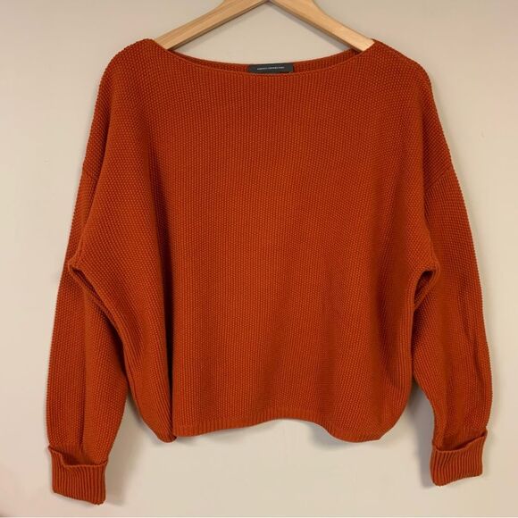 French Connection Rust Sweater Women’s XS Orange Oversized Knit Cozy Pullover - Picture 3 of 8